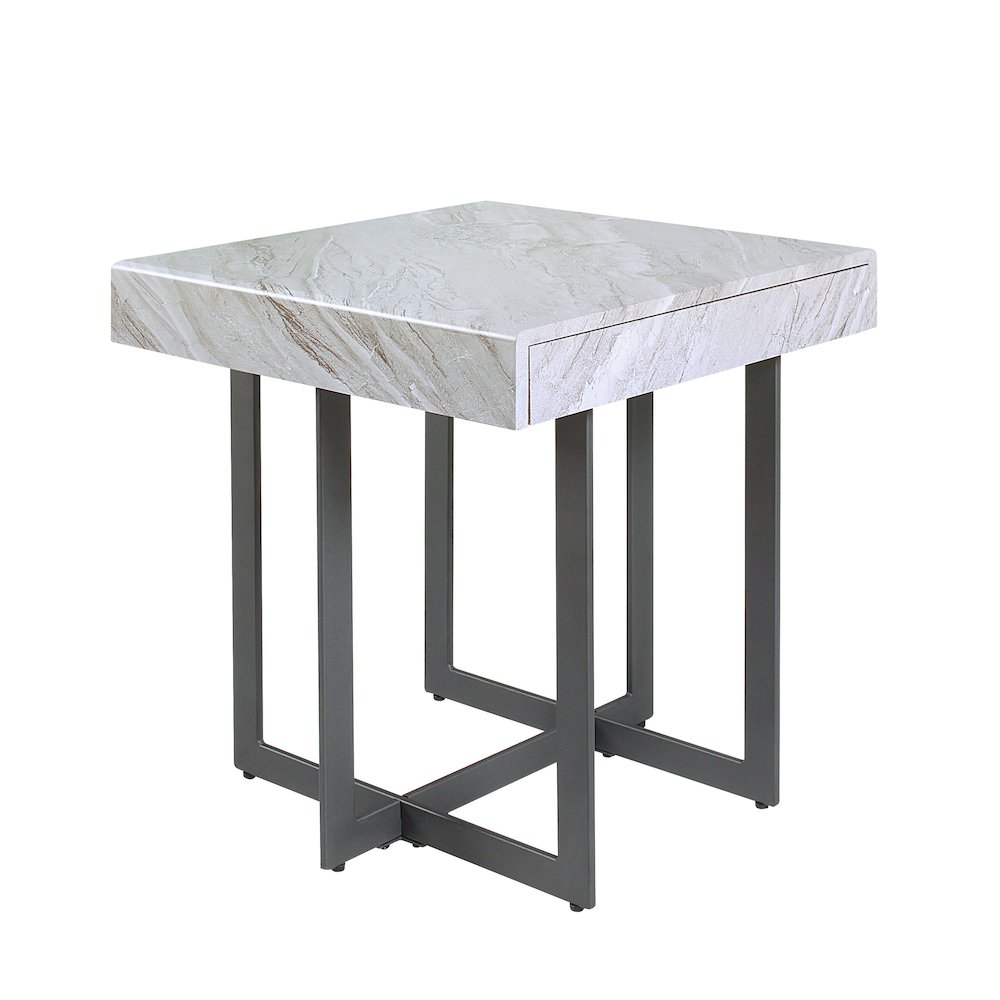 Vasket Contemporary Metal 1-Drawer End Table. Picture 1