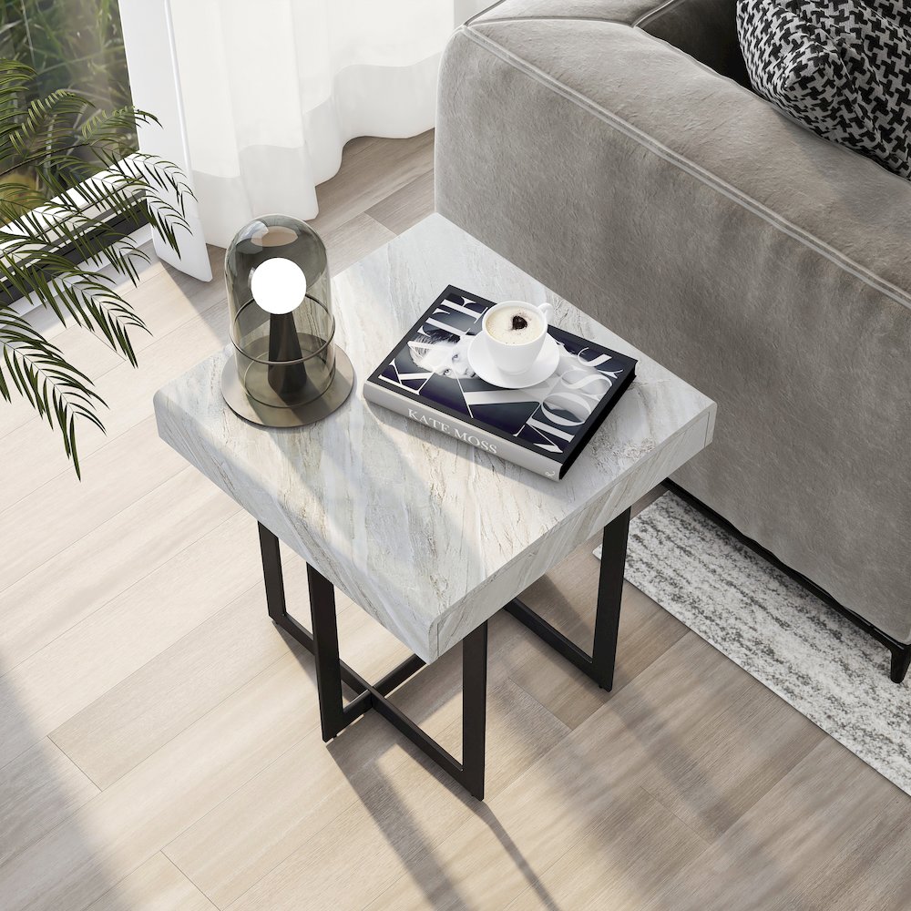 Vasket Contemporary Metal 1-Drawer End Table. Picture 5