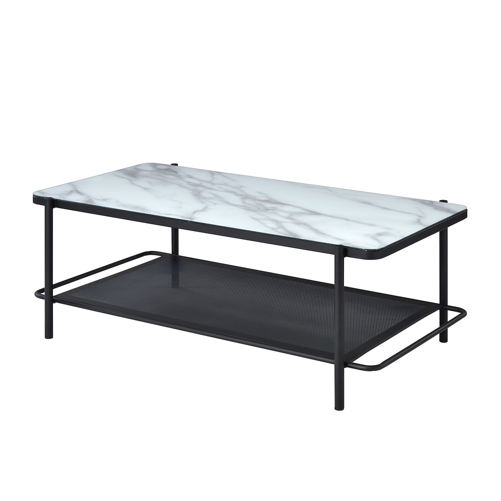 Joaquin Metal 1-Shelf Coffee Table in Black and White. Picture 3