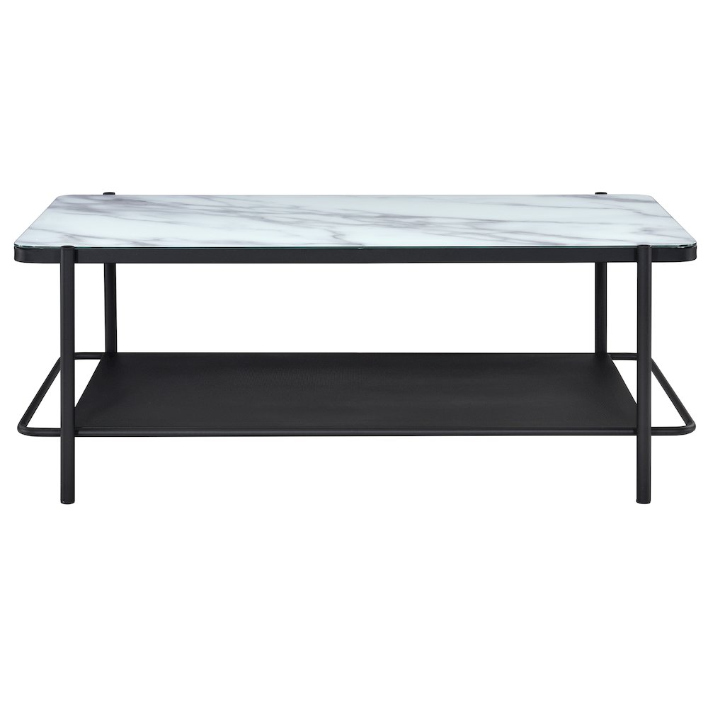 Joaquin Metal 1-Shelf Coffee Table in Black and White. Picture 1