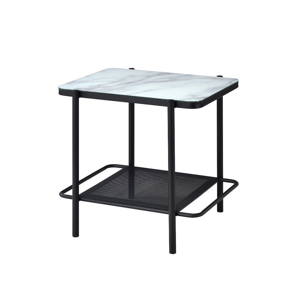 Joaquin Metal 1-Shelf End Table in Black and White. Picture 1