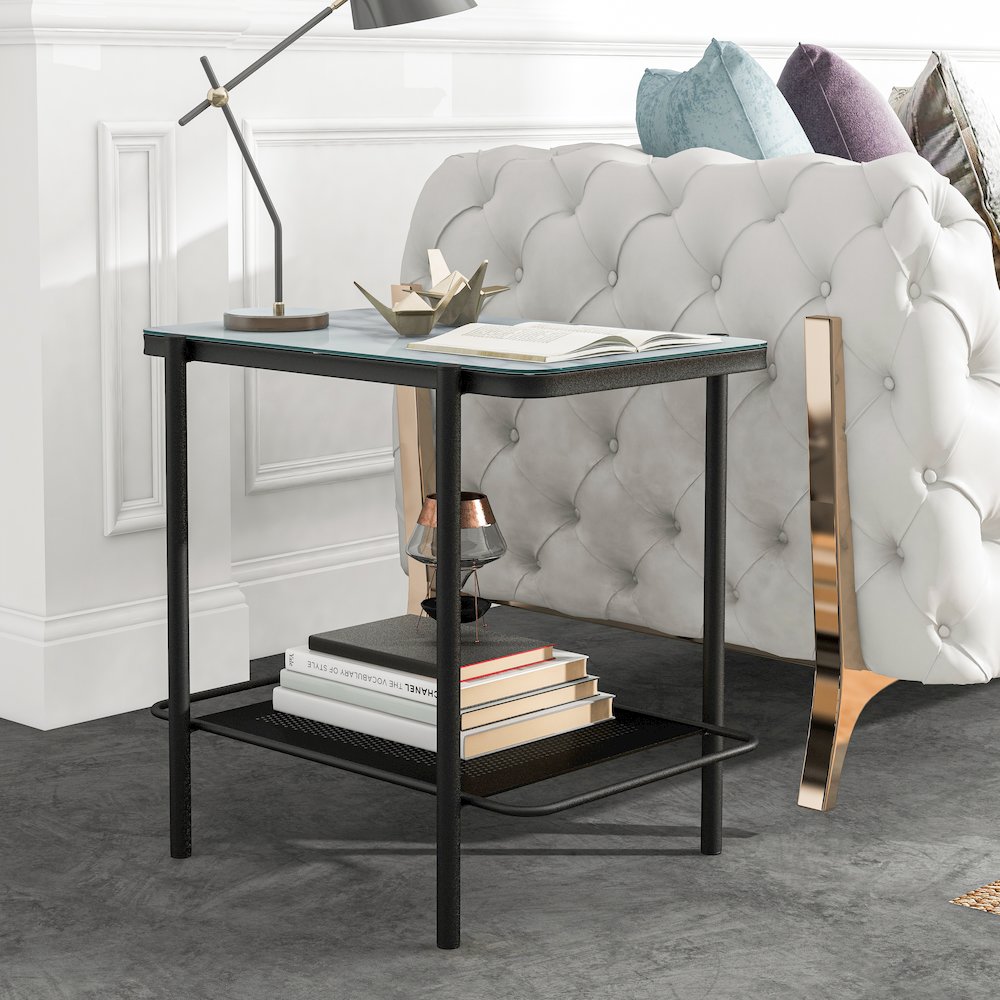 Joaquin Metal 1-Shelf End Table in Black and White. Picture 5