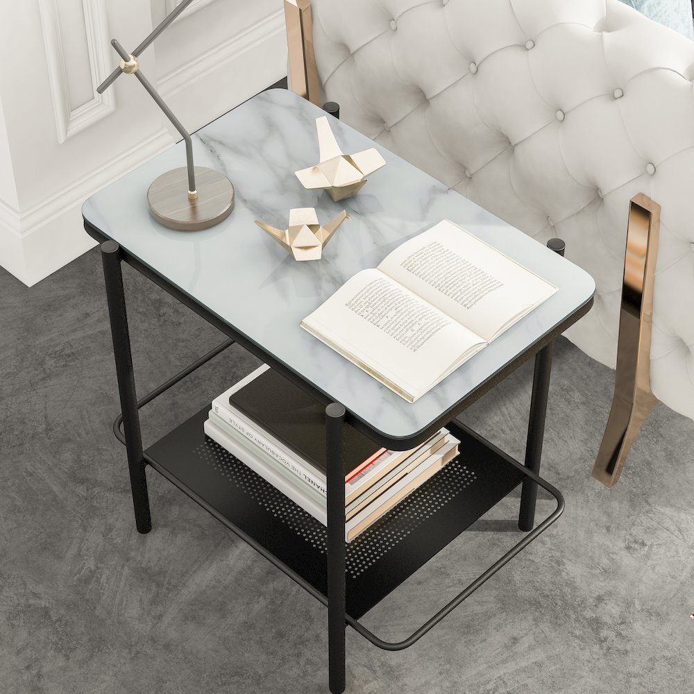 Joaquin Metal 1-Shelf End Table in Black and White. Picture 4