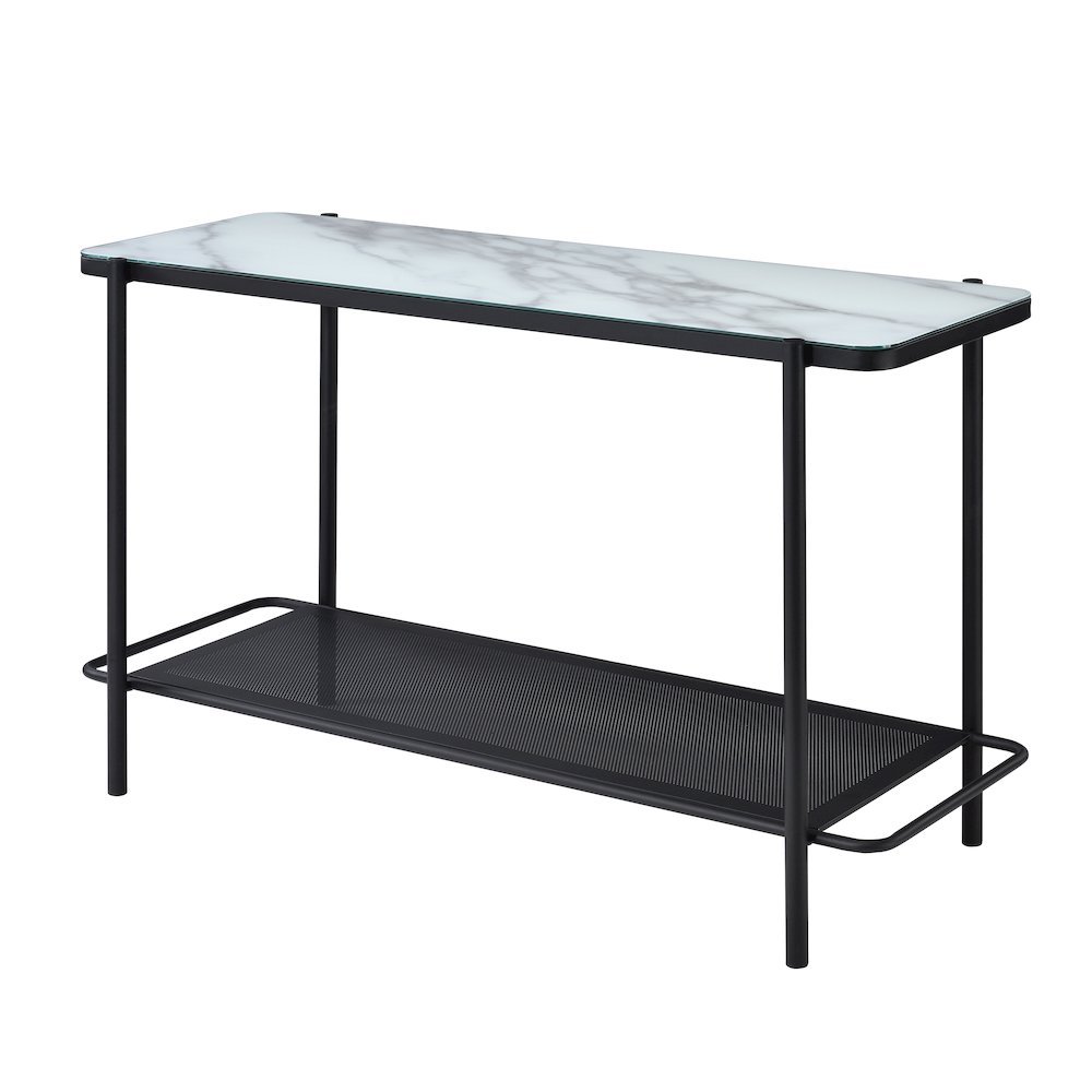 Joaquin Metal 1-Shelf Sofa Table in Black and White. Picture 1