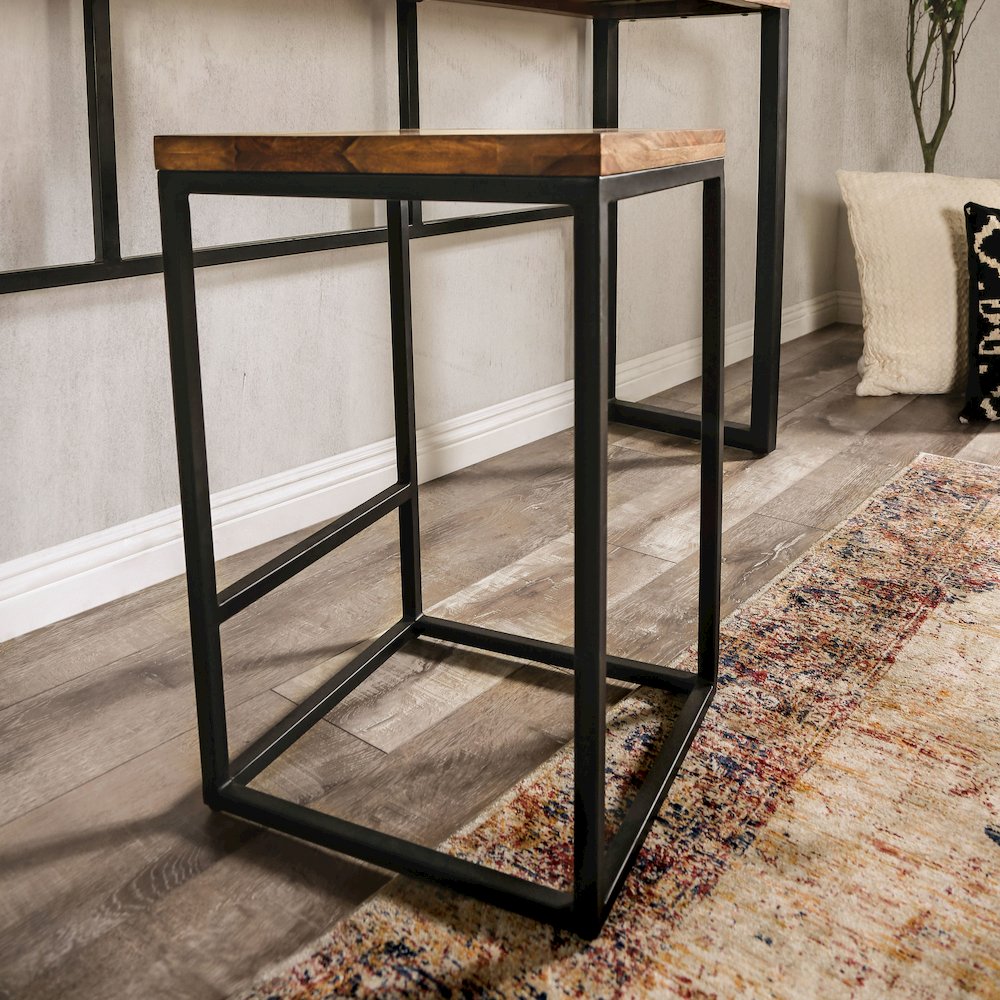 Druze Metal Square Barstool in Golden Brown and Black. Picture 5