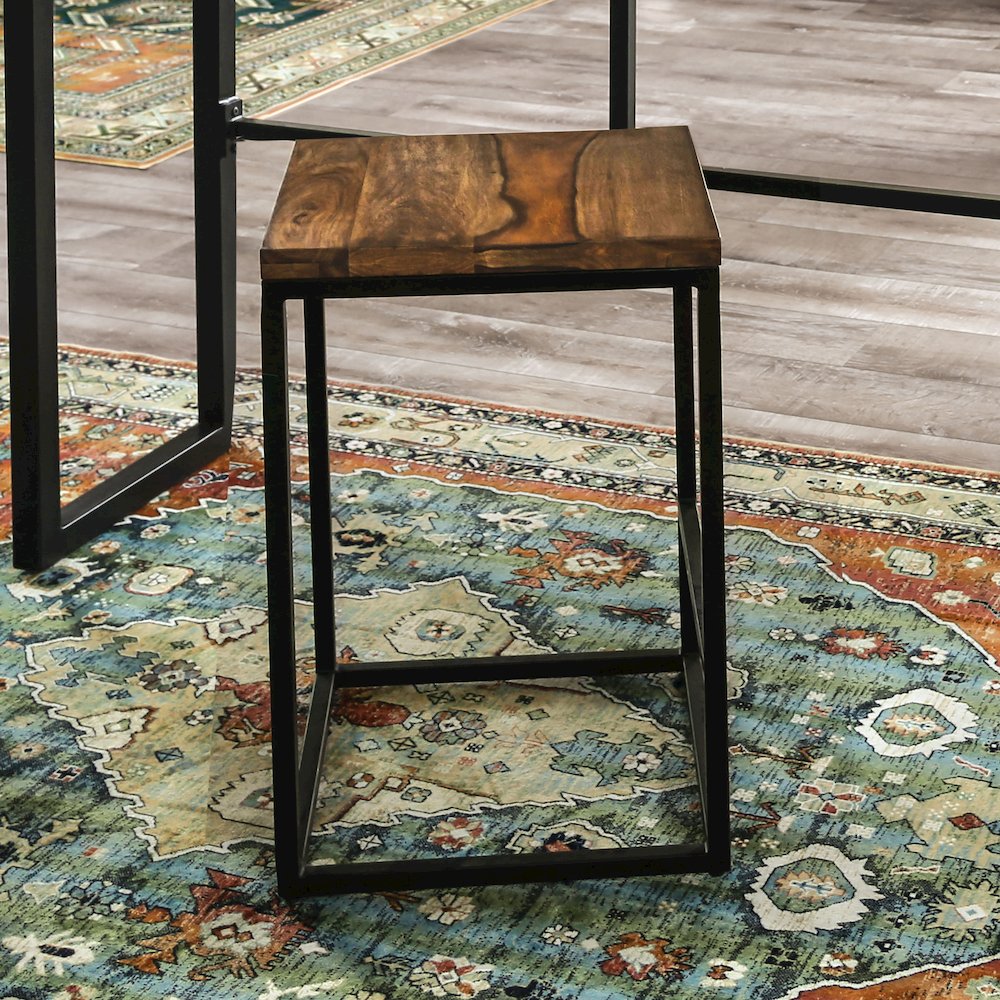 Druze Metal Square Barstool in Golden Brown and Black. Picture 3