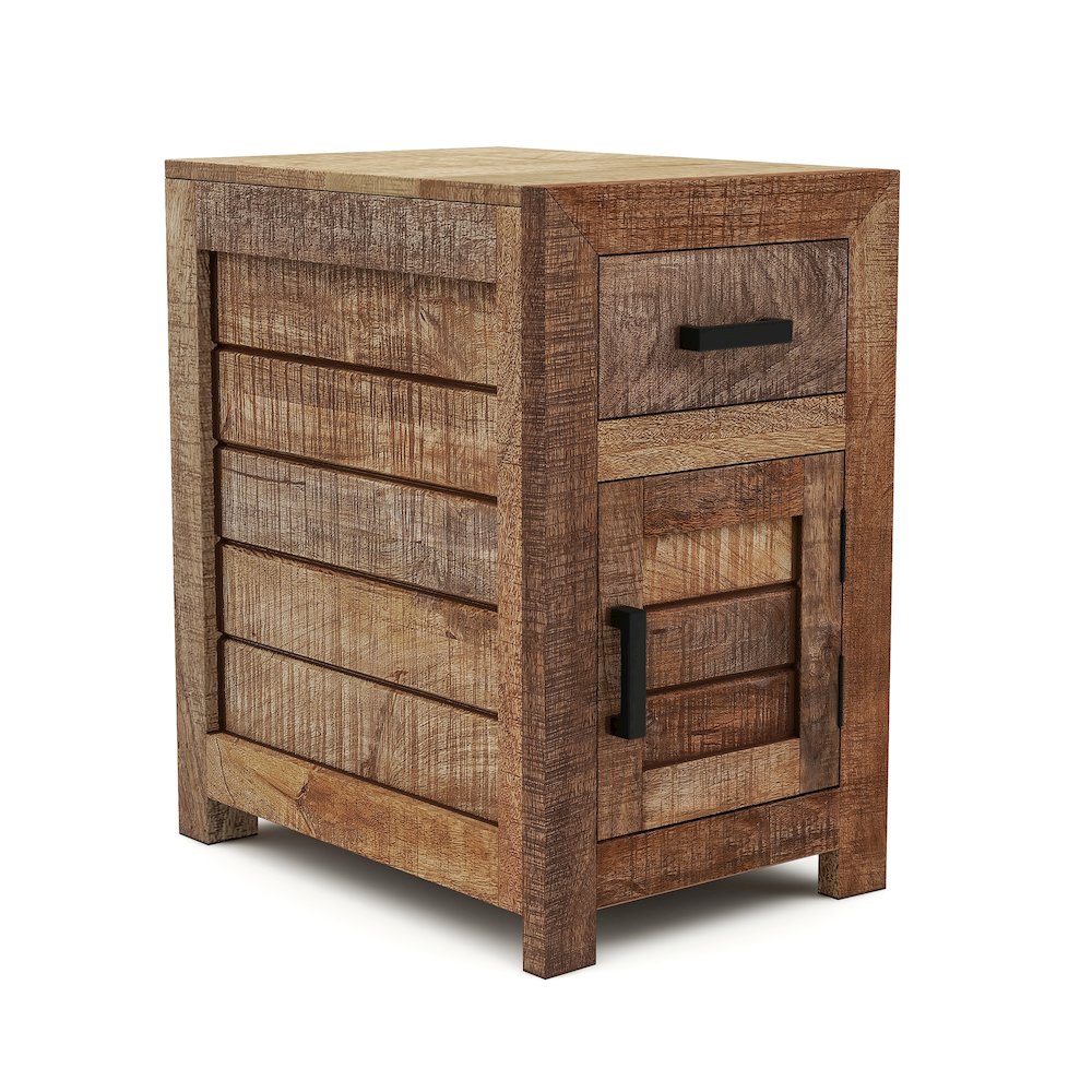 Ruga Rustic Solid Wood Storage Side Table in Natural Tone. Picture 1