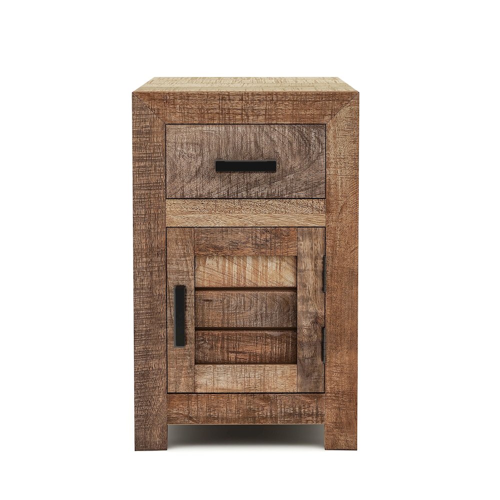Ruga Rustic Solid Wood Storage Side Table in Natural Tone. Picture 2