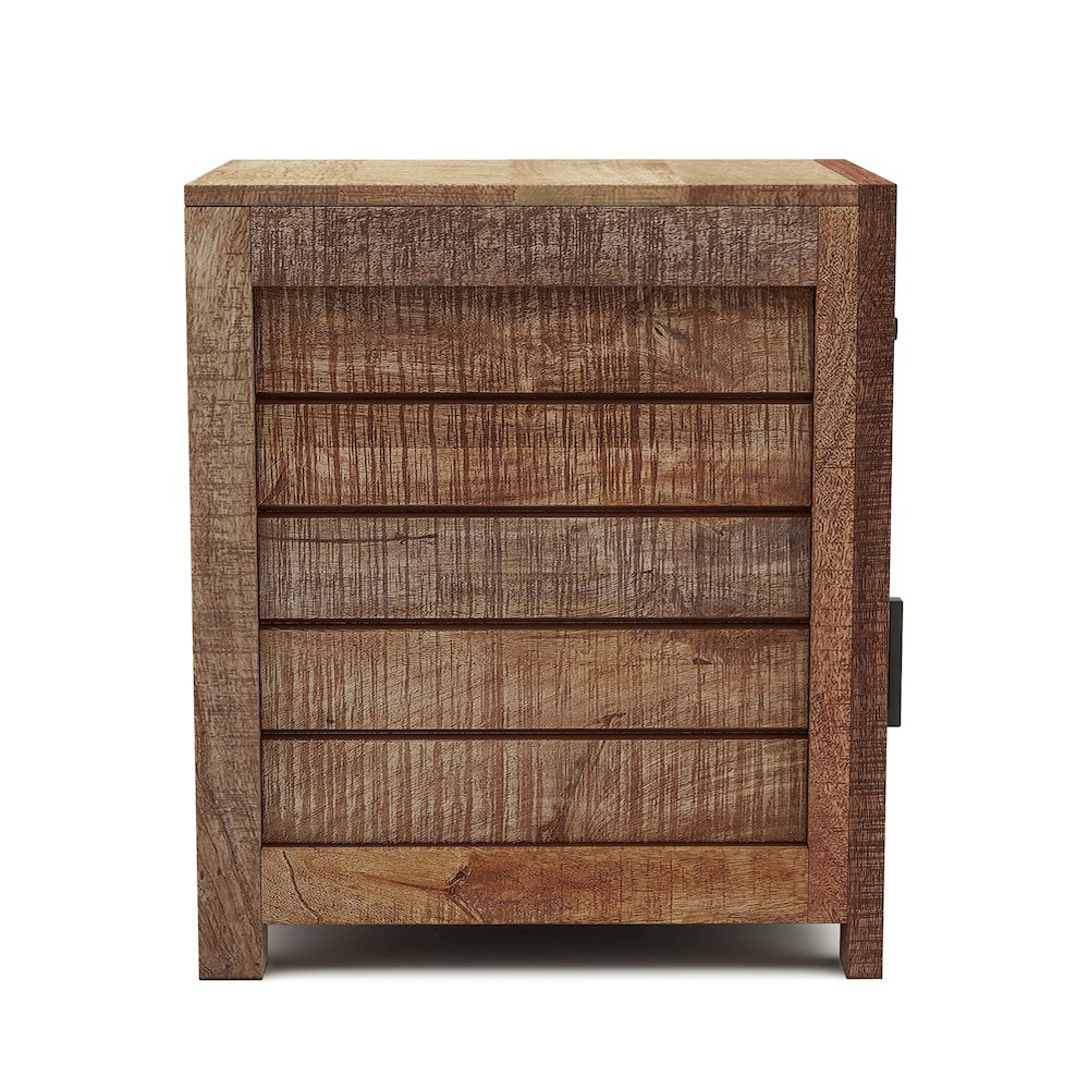 Ruga Rustic Solid Wood Storage Side Table in Natural Tone. Picture 3