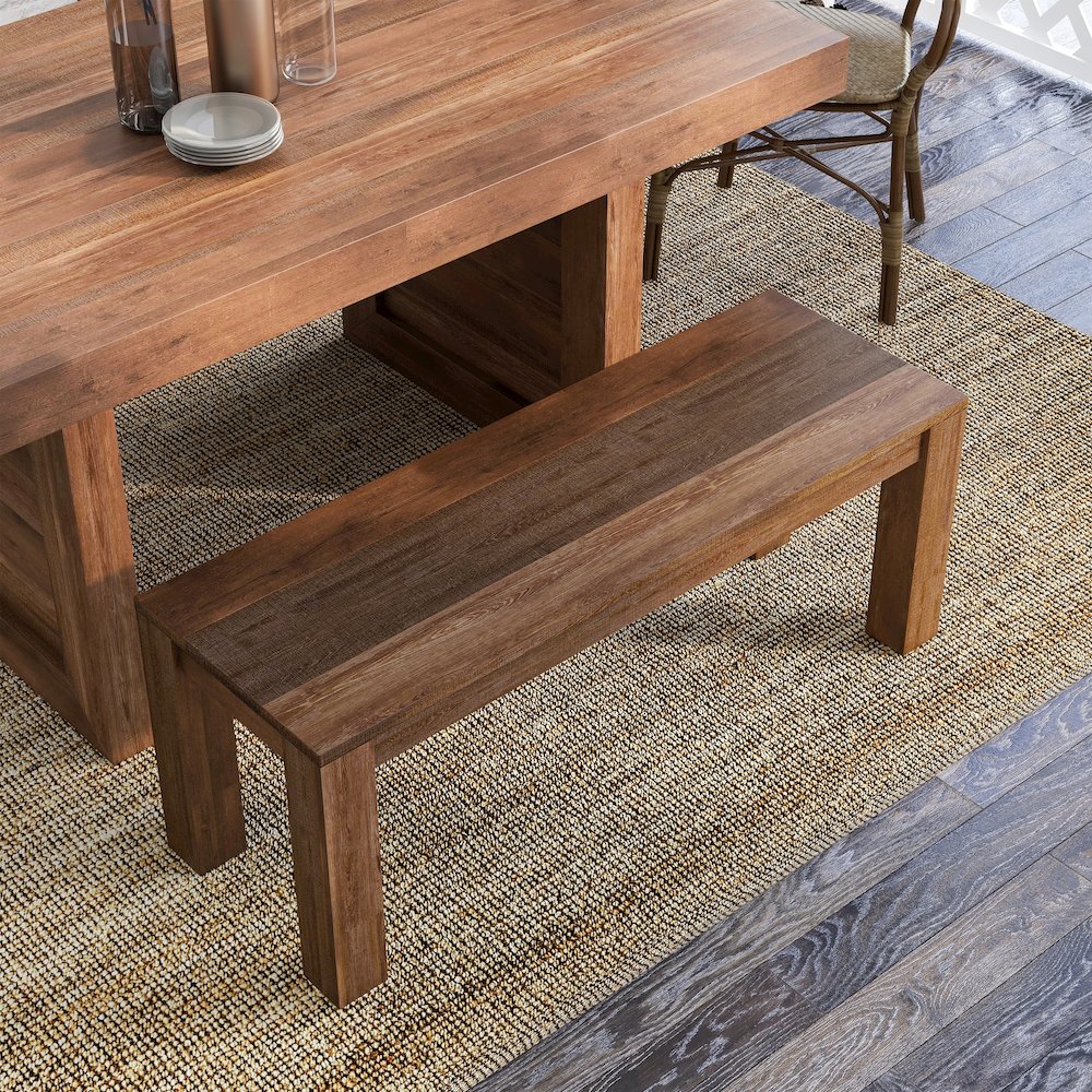 Molla Rustic Solid Wood Short Bench in Natural Tone. Picture 5