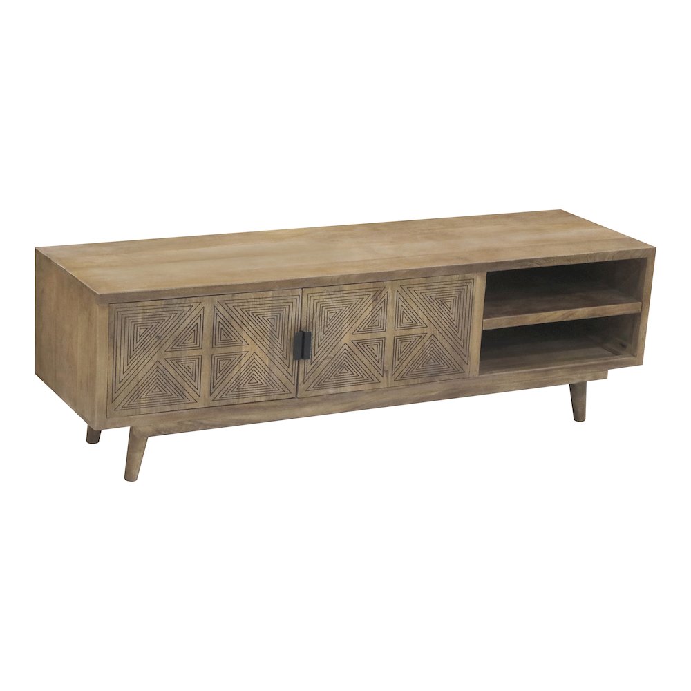 Kanan Art Deco Solid Wood 2-Door TV Stand. Picture 1