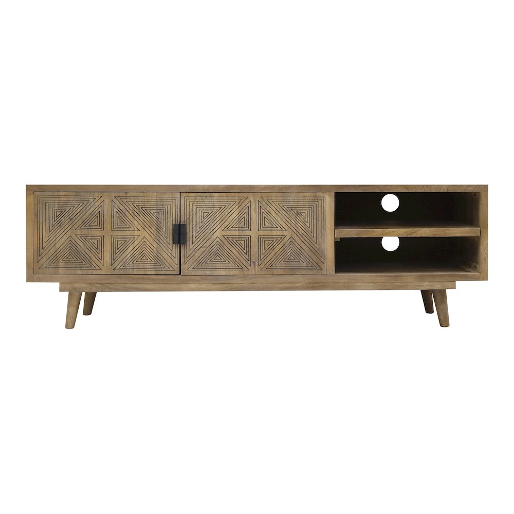 Kanan Art Deco Solid Wood 2-Door TV Stand. Picture 2