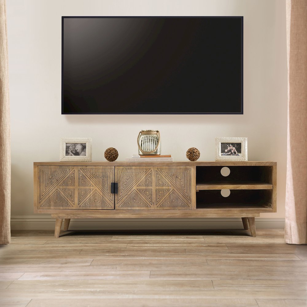 Kanan Art Deco Solid Wood 2-Door TV Stand. Picture 4