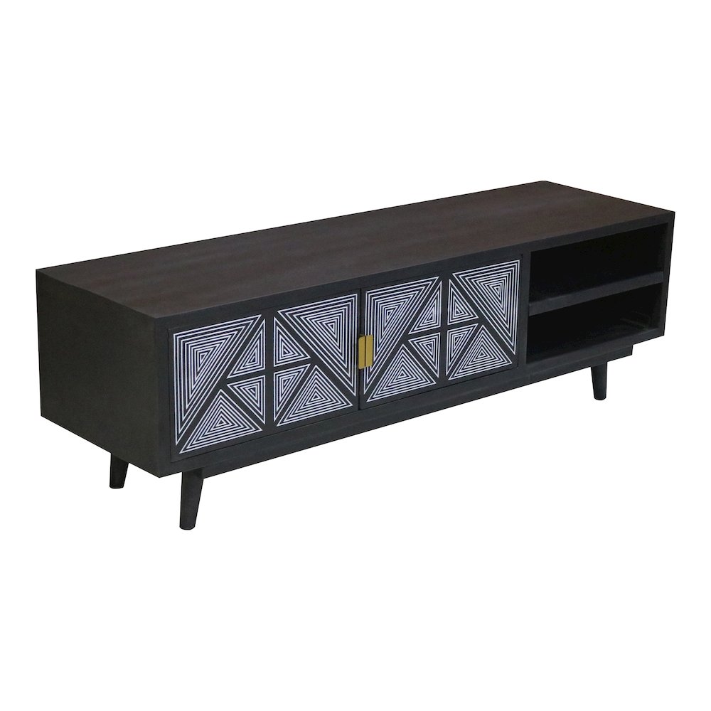 Kanan Art Deco Solid Wood 2-Door TV Stand. Picture 1