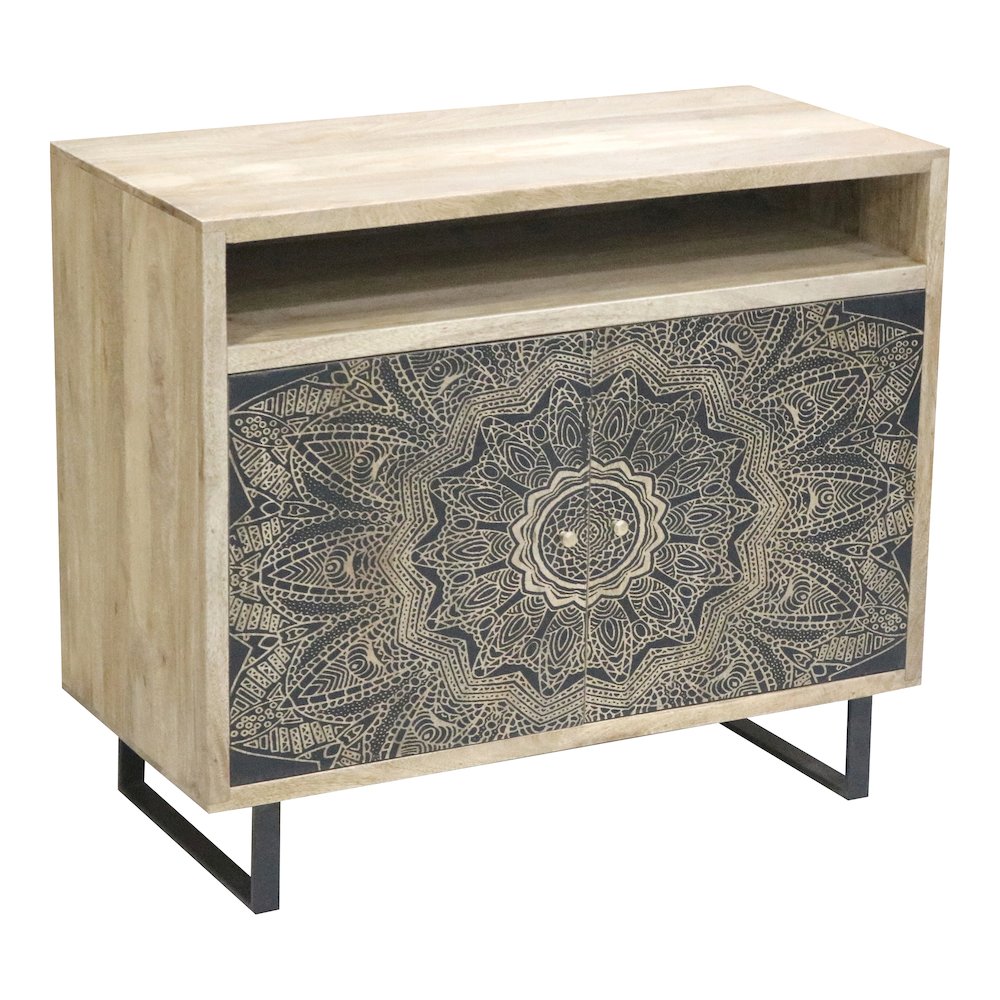 Druze Wood 2-Door Cabinet in Natural and Black. Picture 1