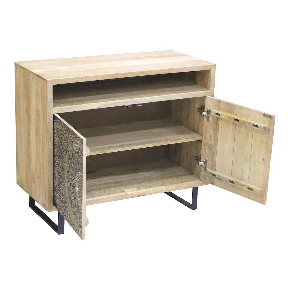 Druze Wood 2-Door Cabinet in Natural and Black. Picture 2