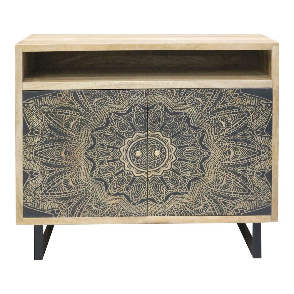 Druze Wood 2-Door Cabinet in Natural and Black. Picture 3