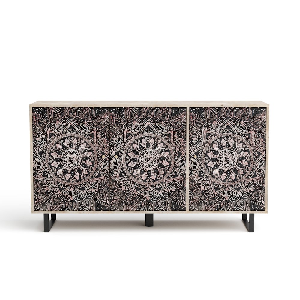 Baja Boho Solid Wood Sideboard Buffet Cabinet with 4 Storage Shelves. Picture 2