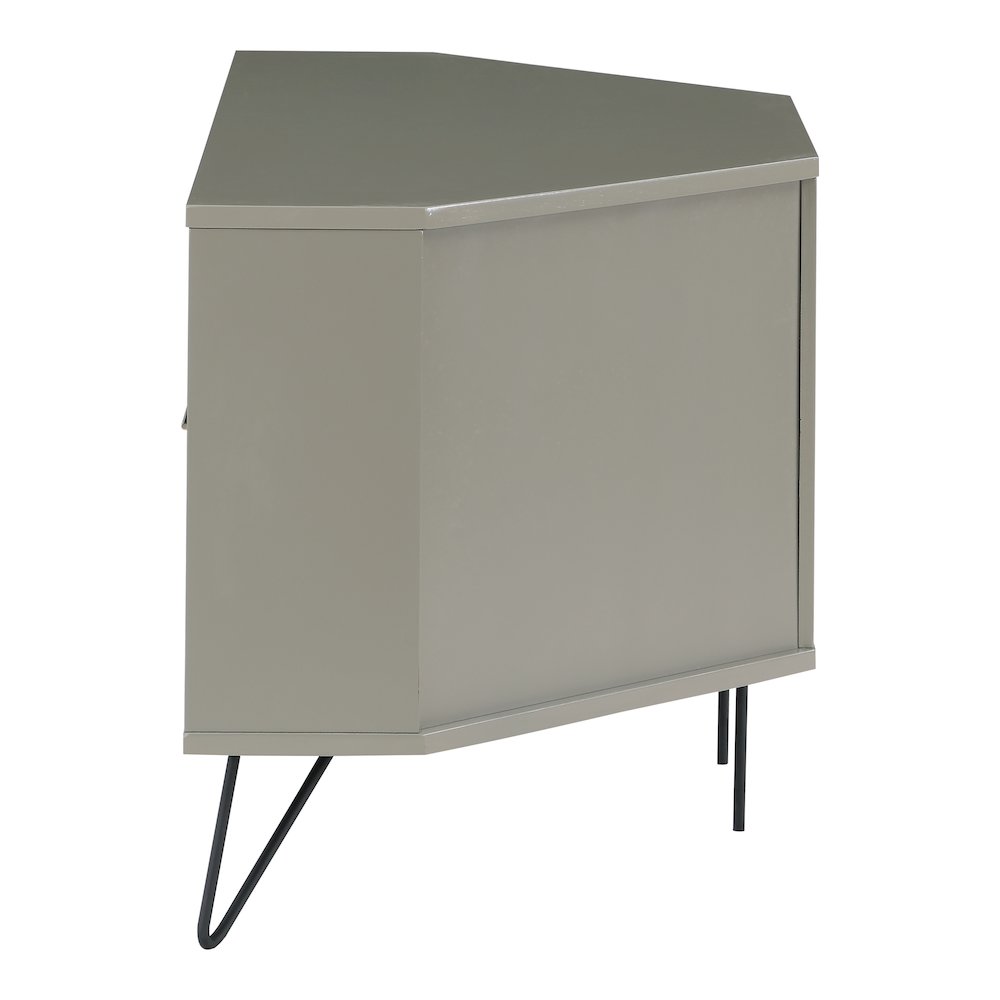 Emilia Modern Wood Multi-Storage Corner TV Stand in Gray. Picture 2