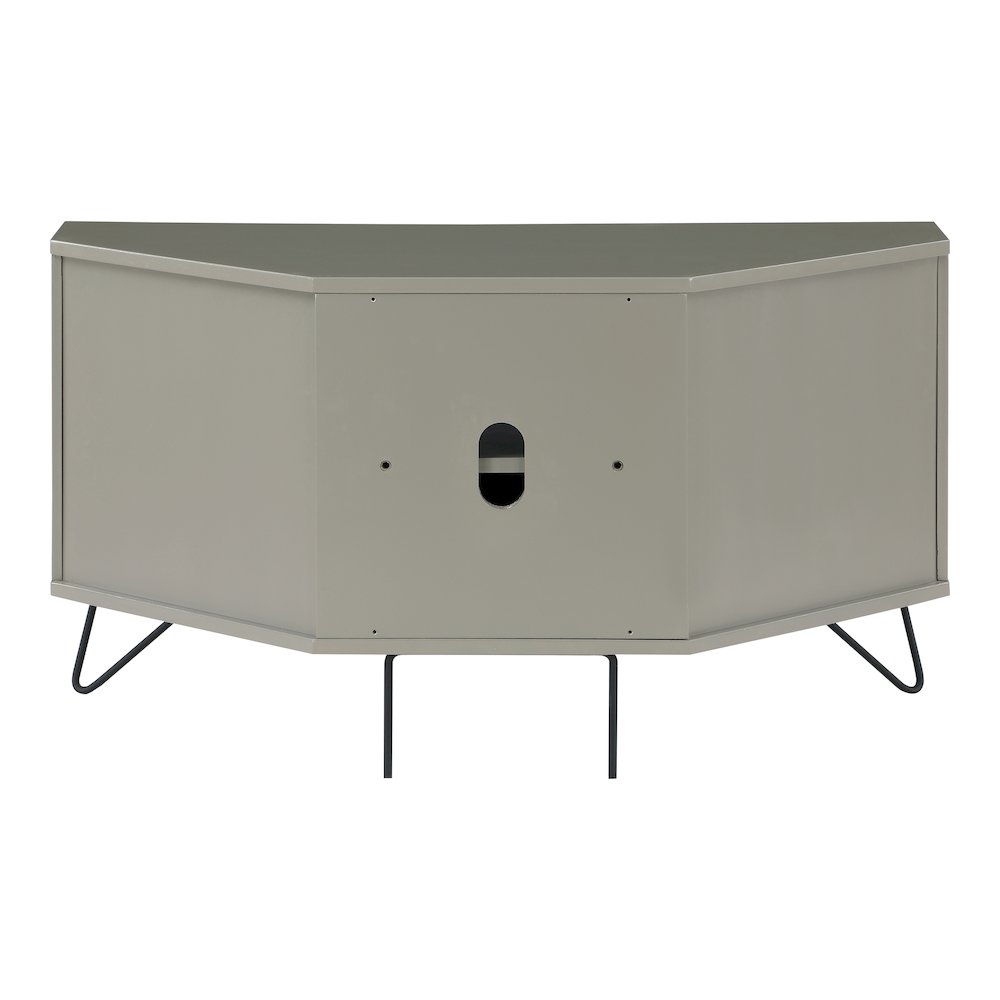 Emilia Modern Wood Multi-Storage Corner TV Stand in Gray. Picture 3