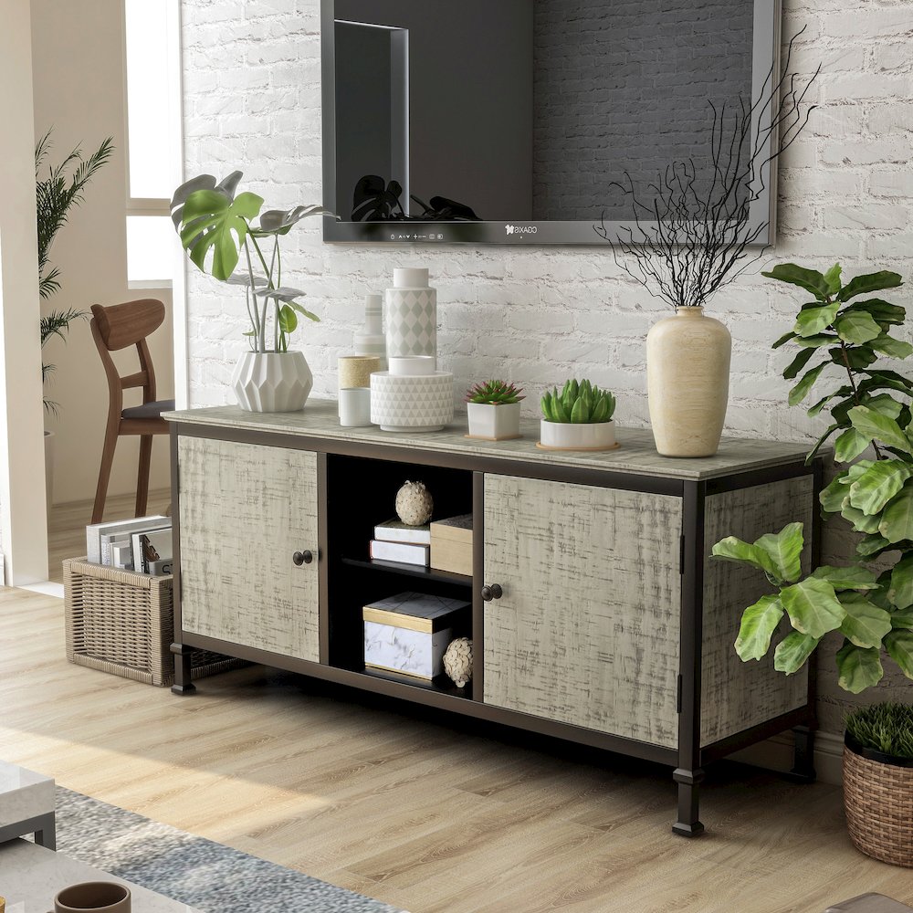 Ronda Industrial Wood TV Stand. Picture 4