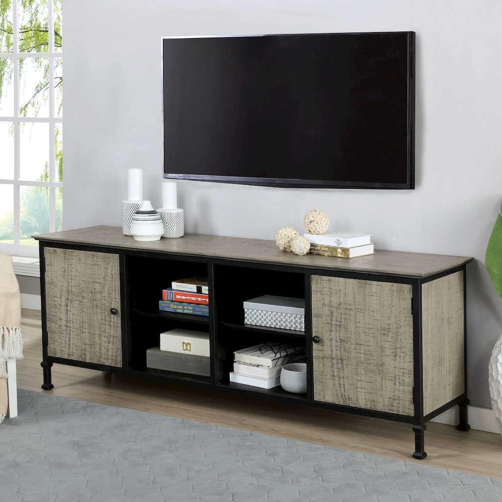 Ronda Industrial Wood TV Stand. Picture 4
