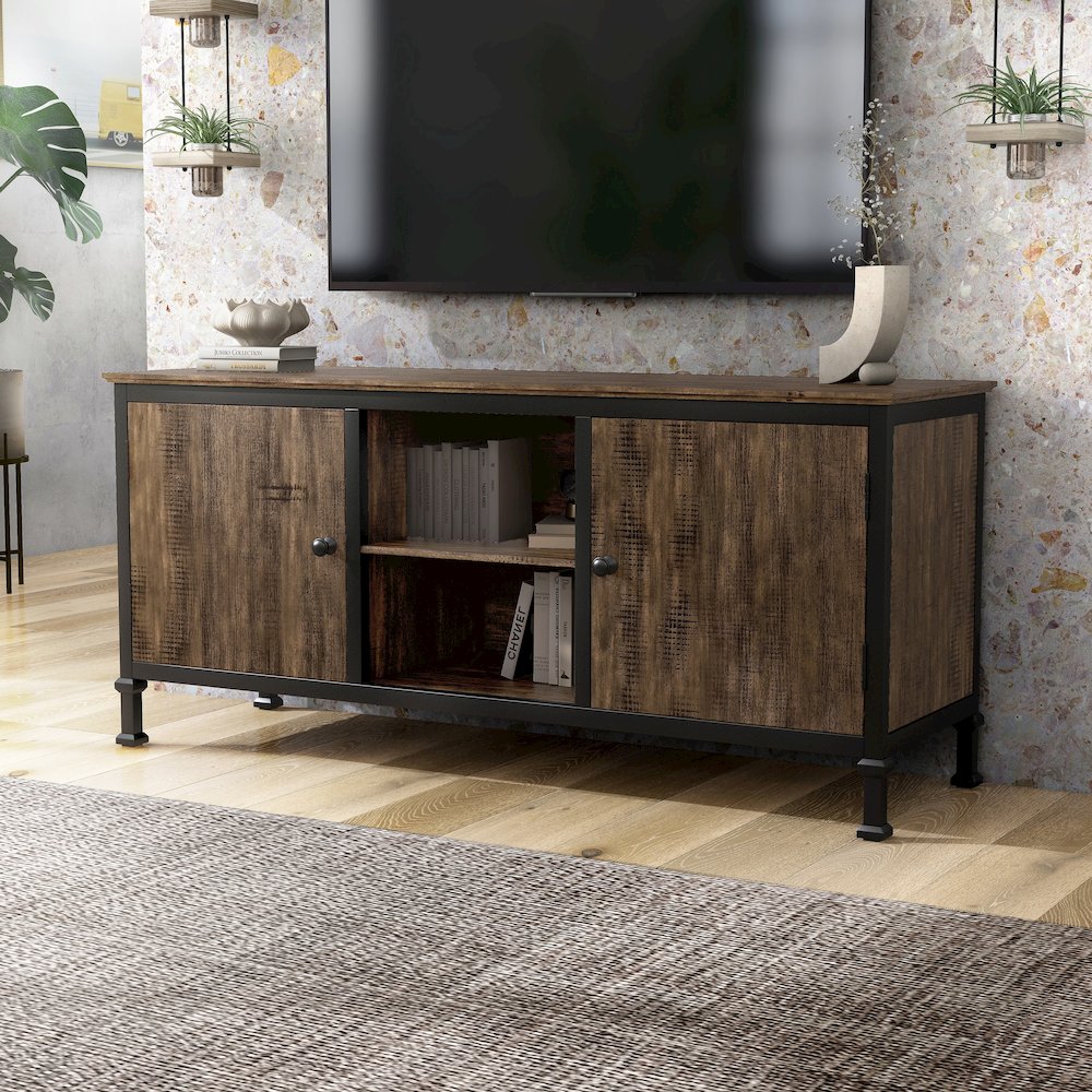 Ronda Industrial Wood TV Stand. Picture 4
