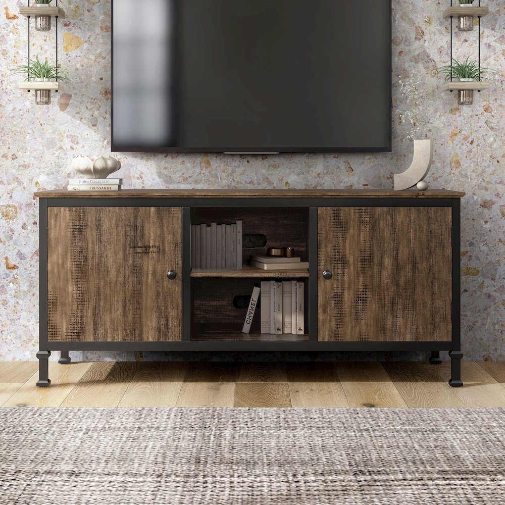 Ronda Industrial Wood TV Stand. Picture 5