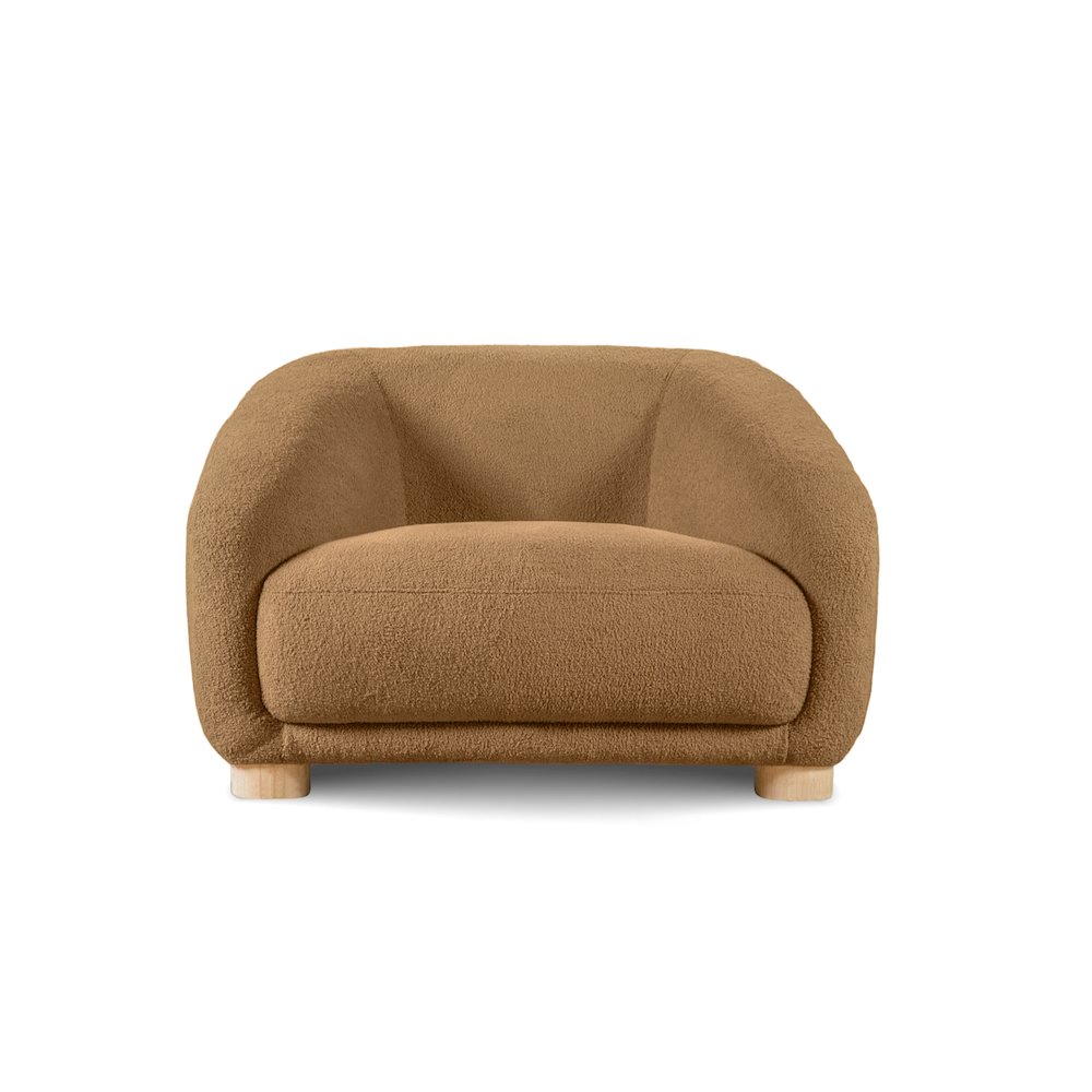 Amara Modern Boucle Arm Chair with Sloped Armrests and High Density Foam. Picture 1