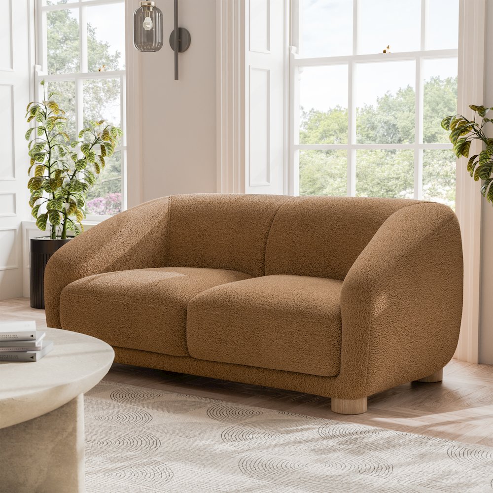 Amara Modern Boucle Loveseat with Sloped Arms and High Density Foam. Picture 4