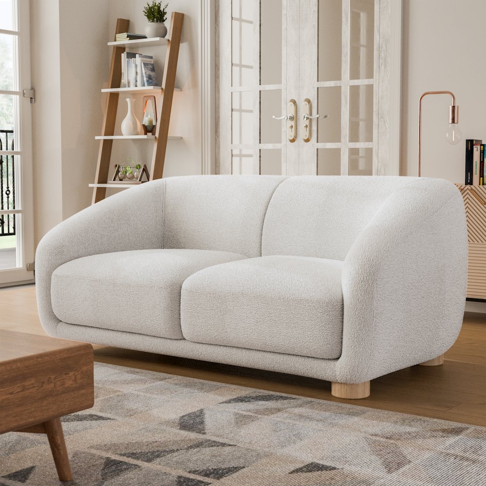 Amara Modern Boucle Loveseat with Sloped Arms and High Density Foam. Picture 4