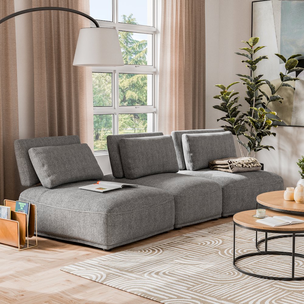 Tatiana Chenille 3-Piece Curved Modular Sectional Sofa. Picture 2