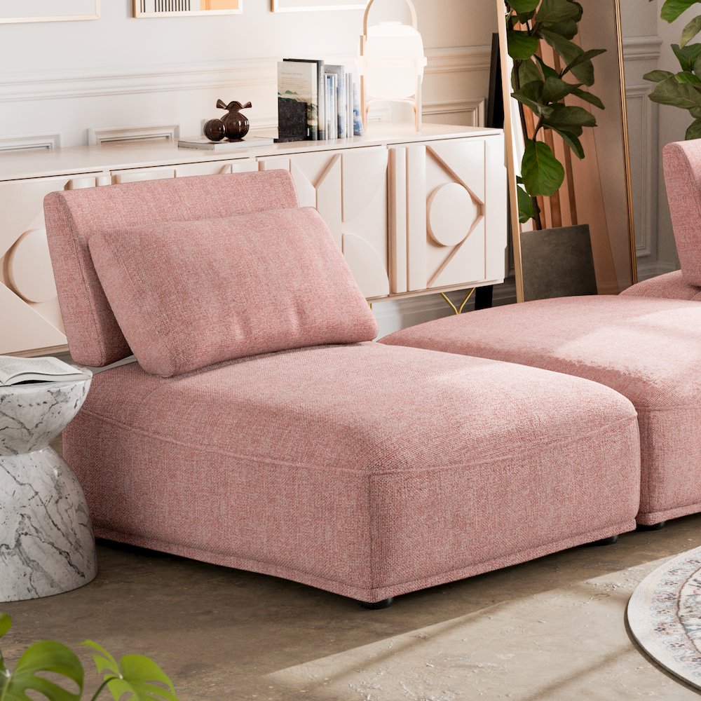 Tatiana Modern Chenille Modular Armless Chair with Adjustable Backrest. Picture 4