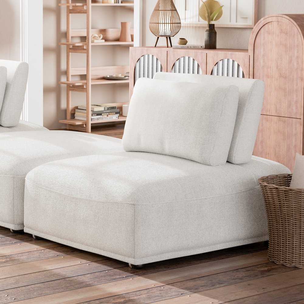 Tatiana Modern Chenille Modular Armless Chair with Adjustable Backrest. Picture 4