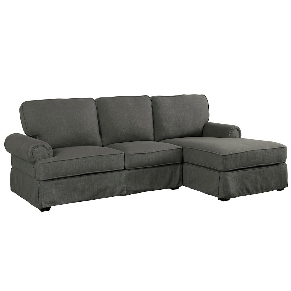 Fontina Transitional Fabric Right Facing Sectional in Gray. Picture 2