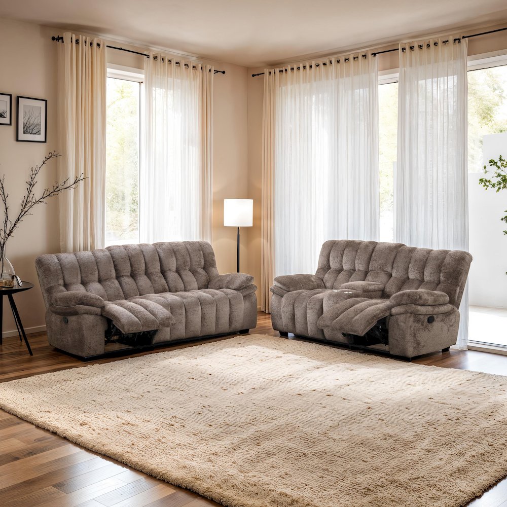 Bello Fabric 2-Piece Manual Reclining Sofa Set. Picture 4