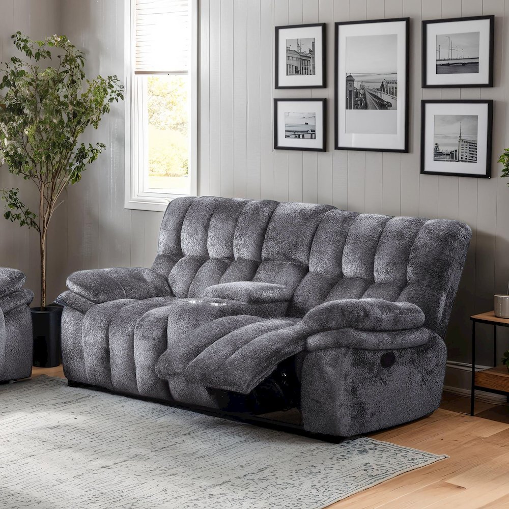 Bello Fabric Manual Reclining Loveseat. Picture 2