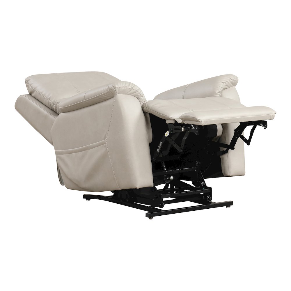 Moonrise Faux Leather Power Lift USB Recliner in Light Grey. Picture 3