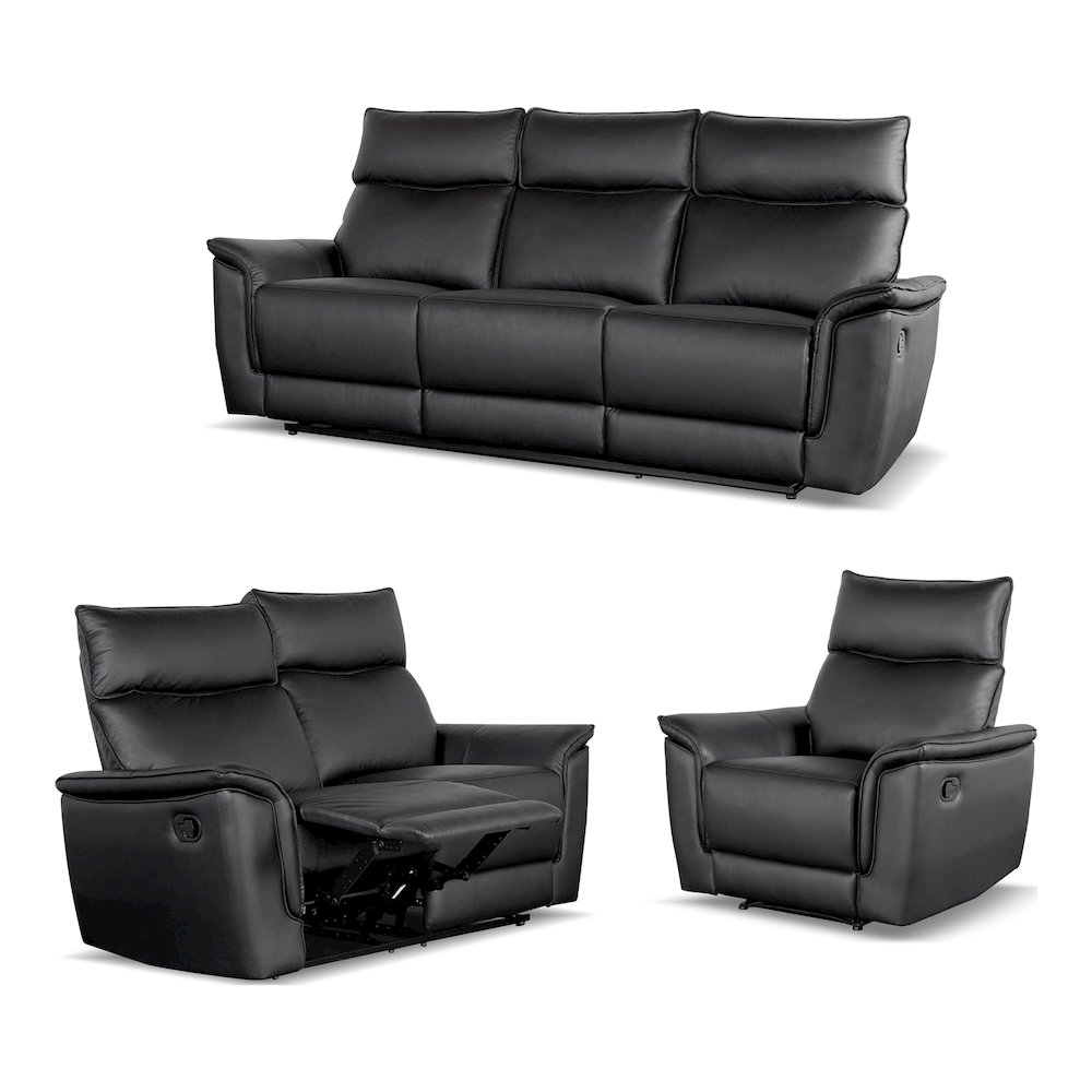Telimate 3-Piece Leather Reclining Sofa Set. Picture 1