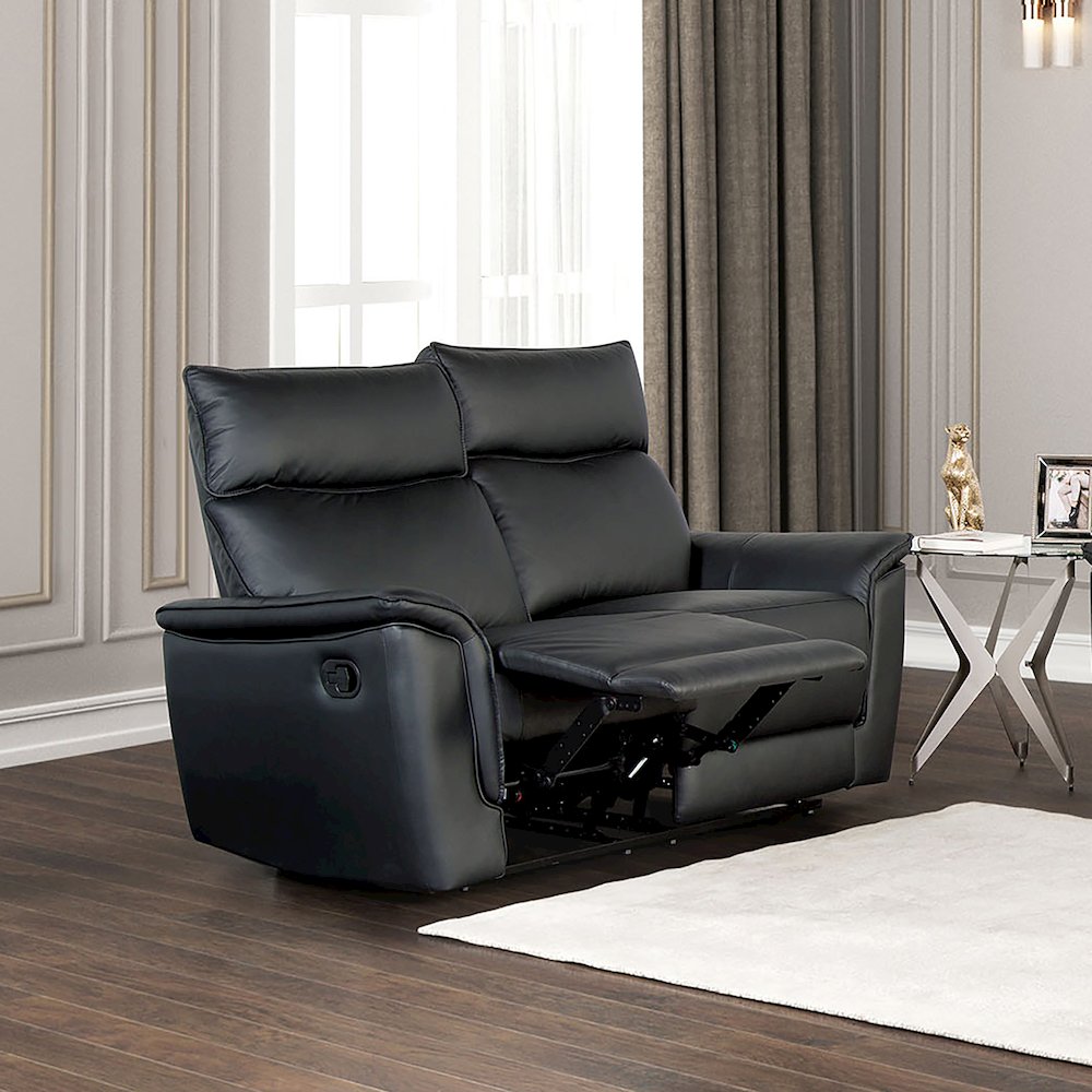 Telimate Leather Padded Reclining Loveseat. Picture 2