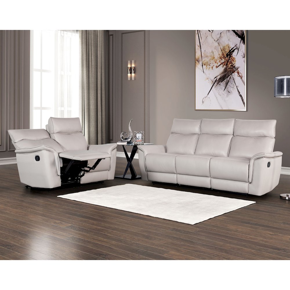 Telimate 2-Piece Leather Reclining Sofa Set. Picture 4