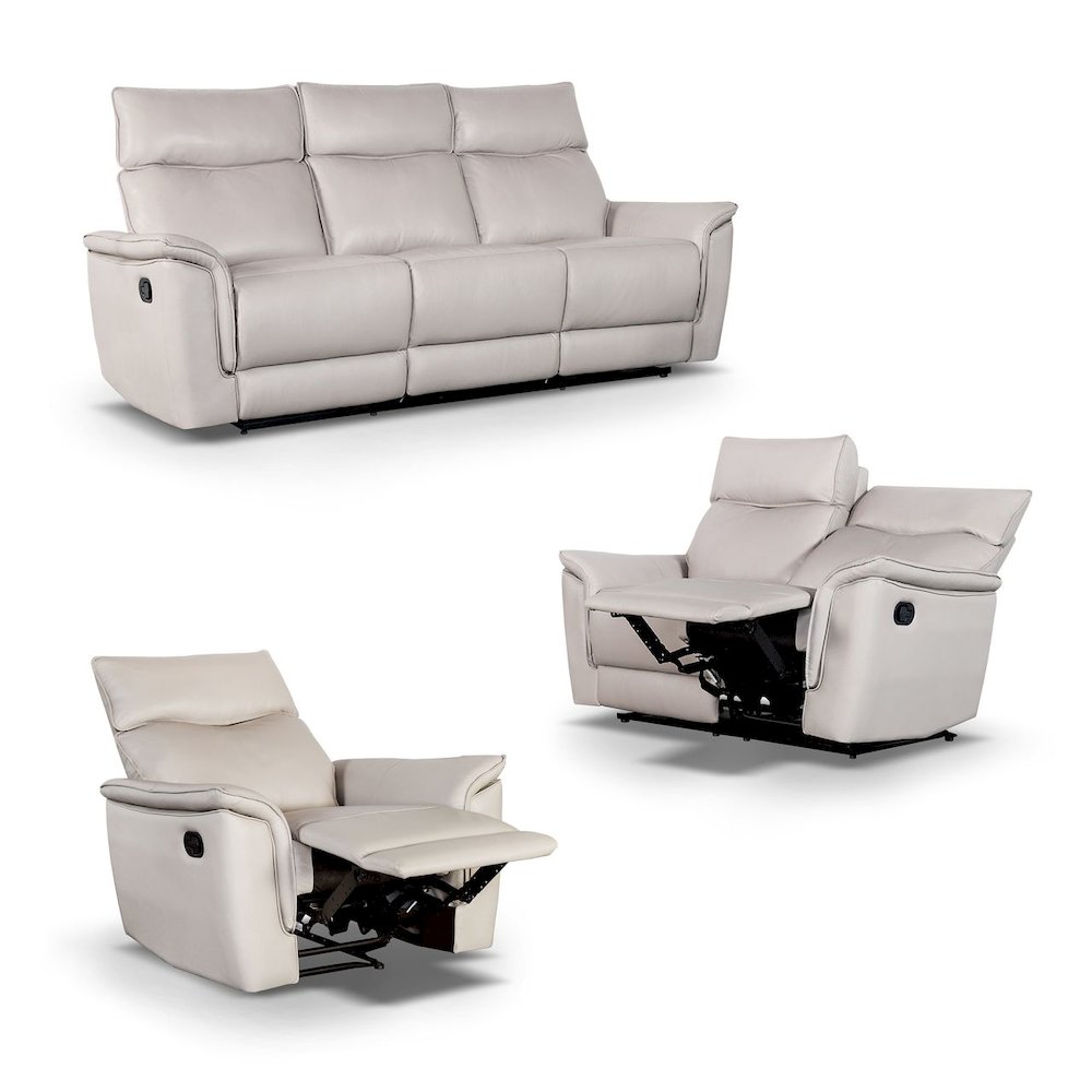 Telimate 3-Piece Leather Reclining Sofa Set. Picture 1