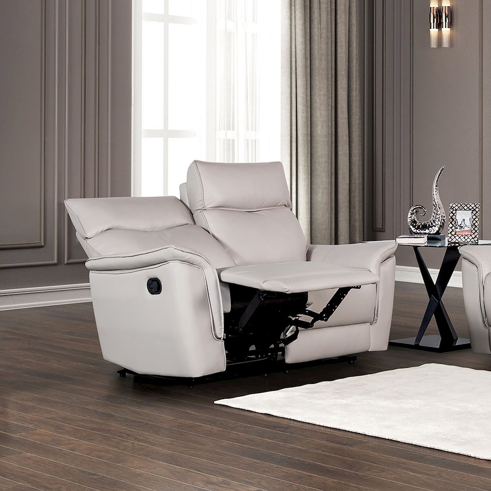 Telimate Leather Padded Reclining Loveseat. Picture 2