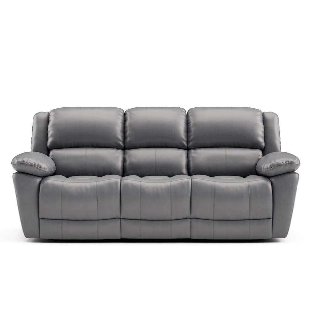 Torrel Modern Leather Match Reclining Sofa, Dark Grey. Picture 2