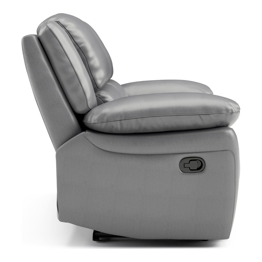 Torrel Modern Leather Match Reclining Sofa, Dark Grey. Picture 3
