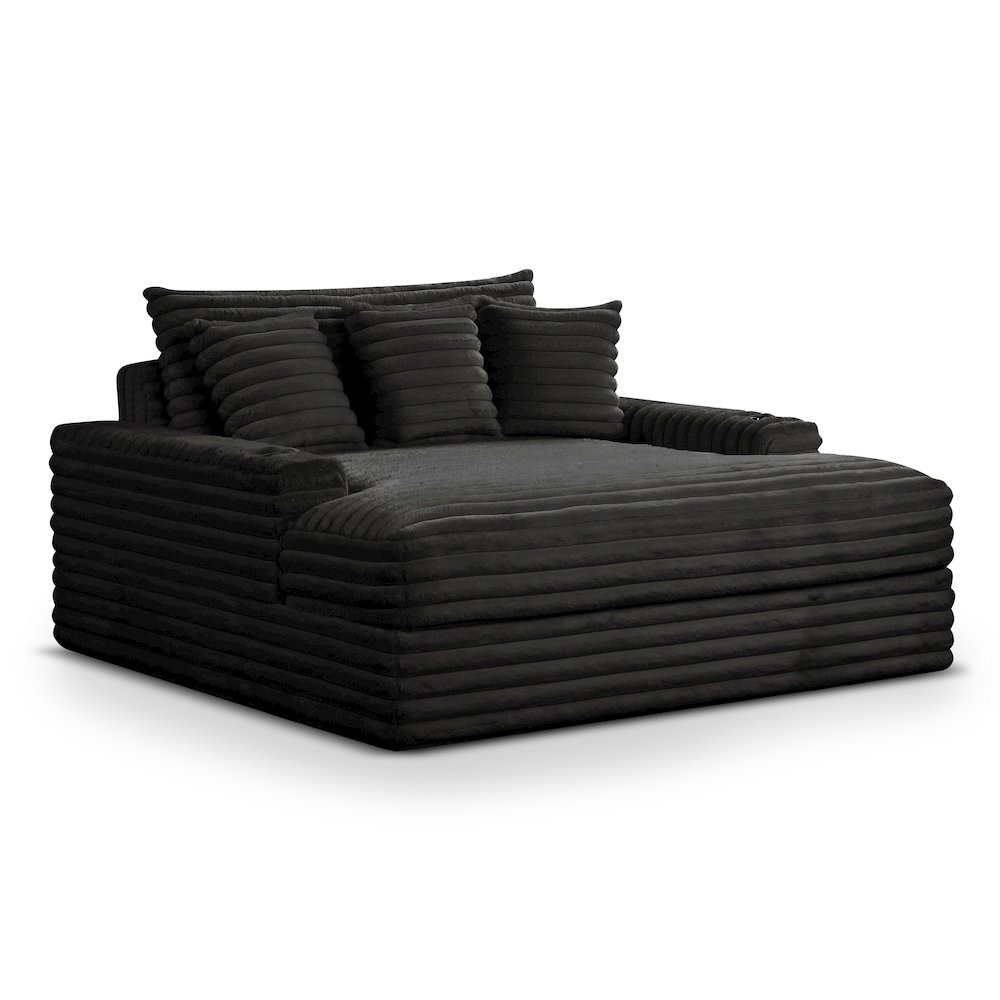 Cafein Contemporary Chenille Two Arm Chaise with USB Port. Picture 1