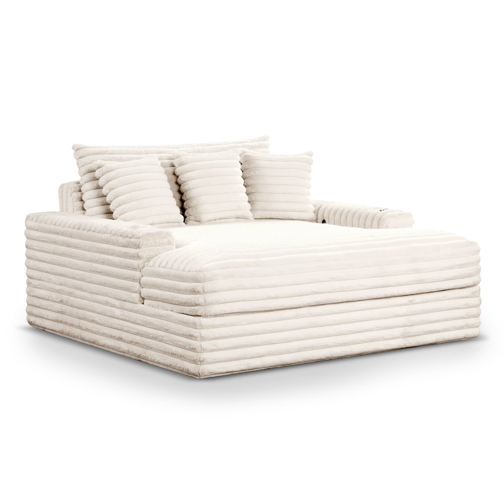 Cafein Contemporary Chenille Two Arm Chaise with USB Port. Picture 1