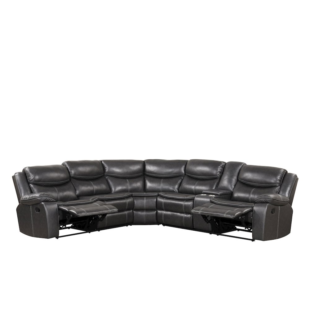 Bridgehead Dark Gray Faux Leather Upholstered Recliner Sectional. Picture 2