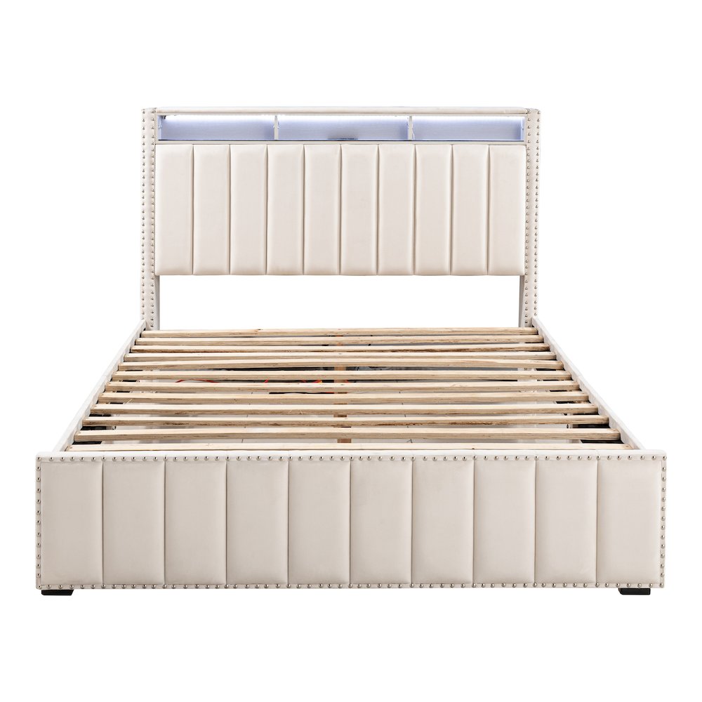Fynor Velvet Kids Platform Bed with LED and USB Ports. Picture 2