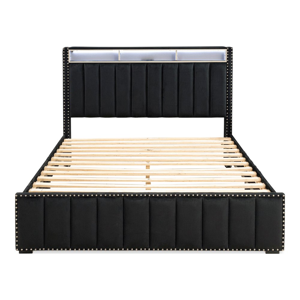 Fynor Velvet Kids Platform Bed with LED and USB Ports. Picture 2
